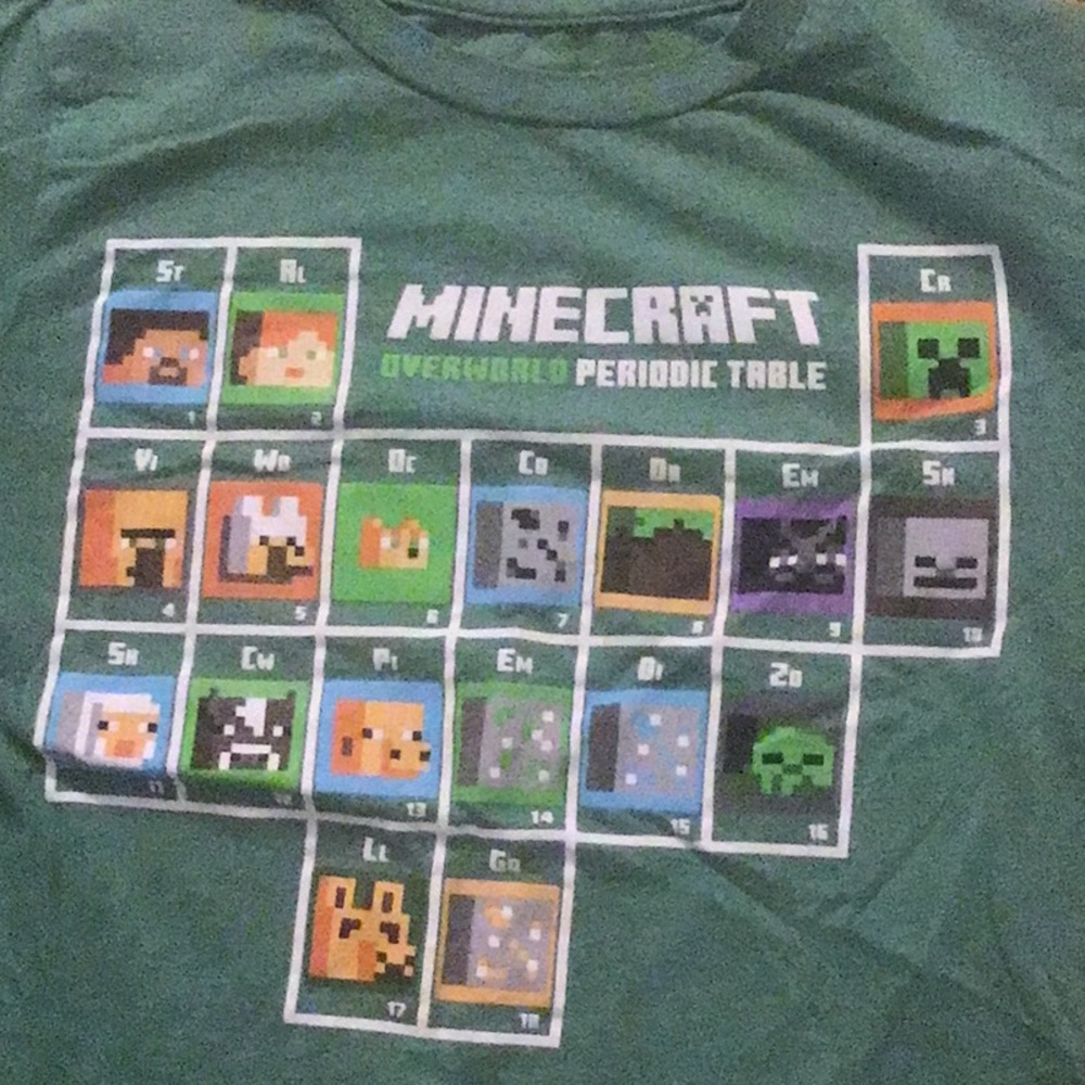 Minecraft pieriodic table t shirt